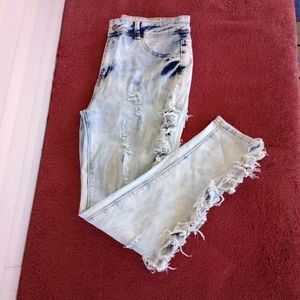 Pink Label Denim Co Jeans Size 13 Light Wash Distressed Ripped Juniors